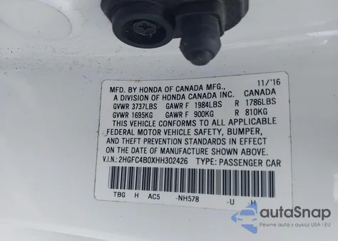 2017 Honda Civic Lx-P z USA, uszkodzony, nr VIN 2HGFC4B0XHH302426